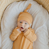 Rib Knit Top Knot Hat - Dolce