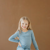 2pc Rib Knit Long Sleeve Pajama Set - Atlantic