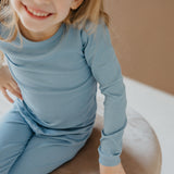 2pc Rib Knit Long Sleeve Pajama Set - Atlantic