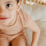 2pc Short Sleeve Pajama Set - Pecan