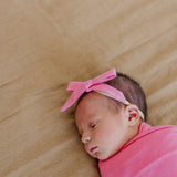 Ribbon Baby Bow - Flamingo