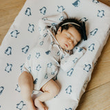 Premium Knit Diaper Changing Pad Cover - Penguins