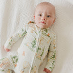 Bamboo Convertible Zip-Up Footie - Forest Explorer