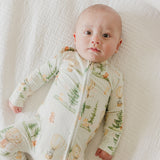 Bamboo Convertible Zip-Up Footie - Forest Explorer