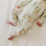 Bamboo Convertible Zip-Up Footie - Forest Explorer