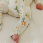 Bamboo Convertible Zip-Up Footie - Forest Explorer