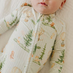 Bamboo Convertible Zip-Up Footie - Forest Explorer