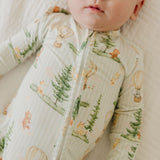 Bamboo Convertible Zip-Up Footie - Forest Explorer