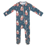 Bamboo Convertible Zip-Up Footie - Santa Claus