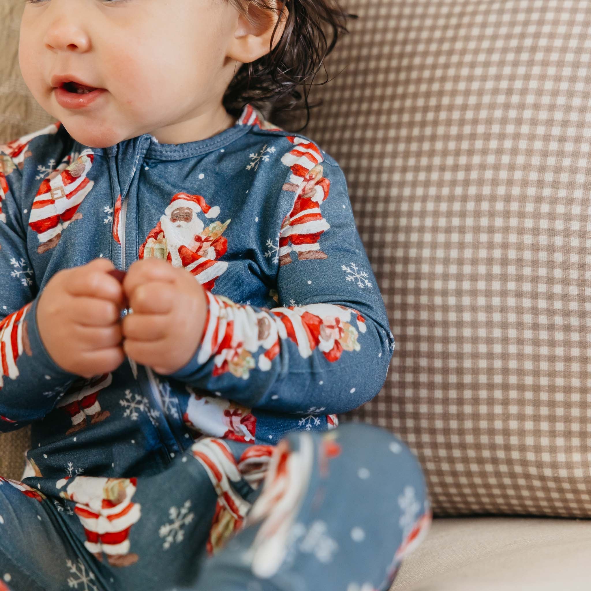 Bamboo Convertible Zip-Up Footie - Santa Claus
