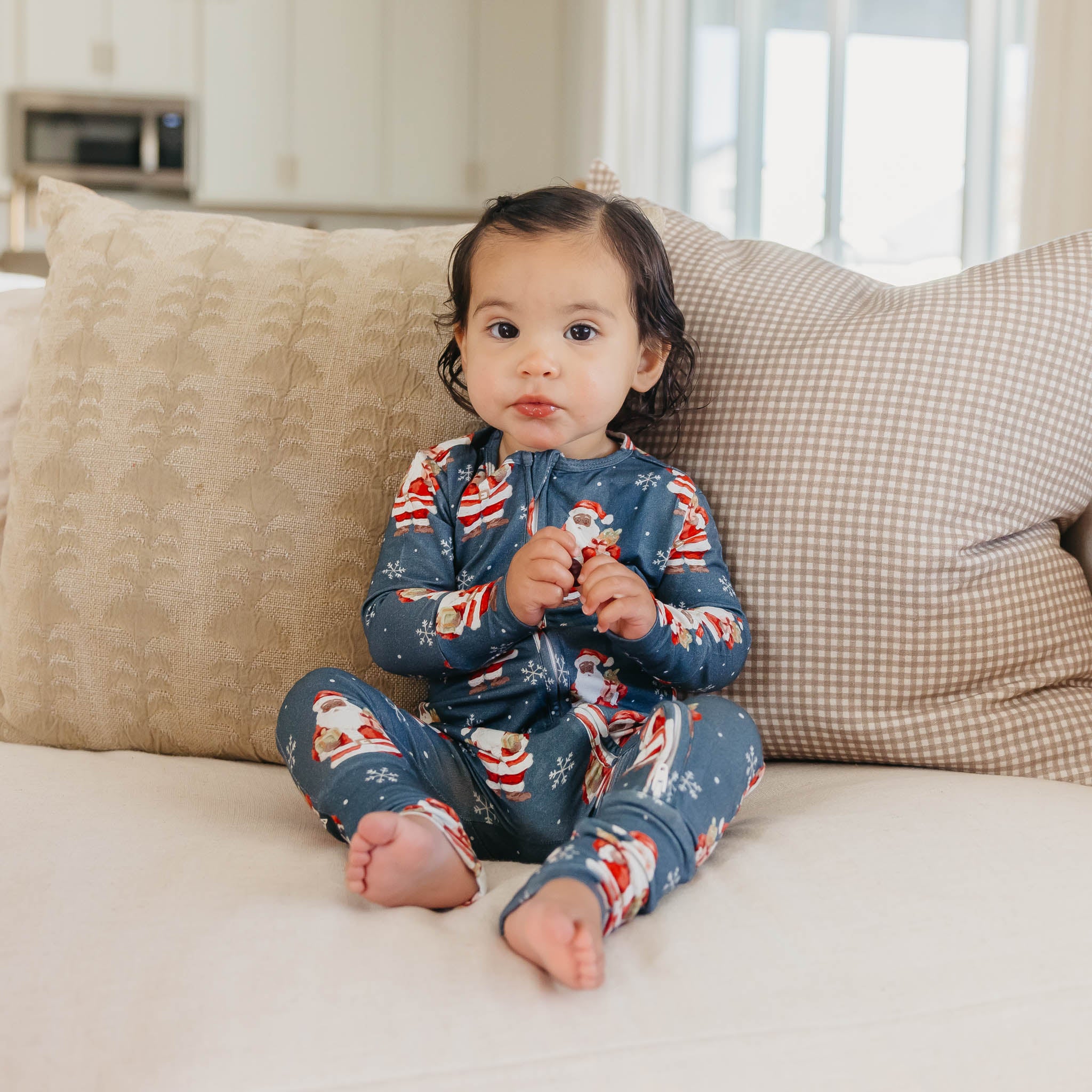 Bamboo Convertible Zip-Up Footie - Santa Claus