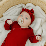 Knit Headband Bow - Cranberry