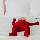 Zip-Up Footie Pajama - Cranberry