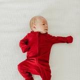 Zip-Up Footie Pajama - Cranberry
