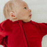 Zip-Up Footie Pajama - Cranberry