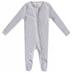 Rib Knit Zip-Up Footie Pajama - Ash