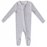 Rib Knit Zip-Up Footie Pajama - Ash