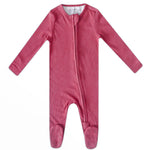 Rib Knit Zip-Up Footie Pajama - Berry
