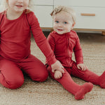 Rib Knit Zip-Up Footie Pajama - Berry