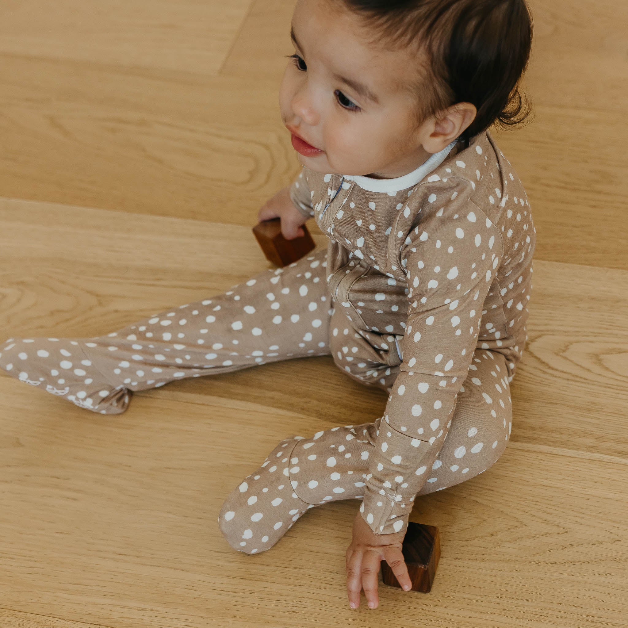 Zip-Up Footie Pajama - Fawn