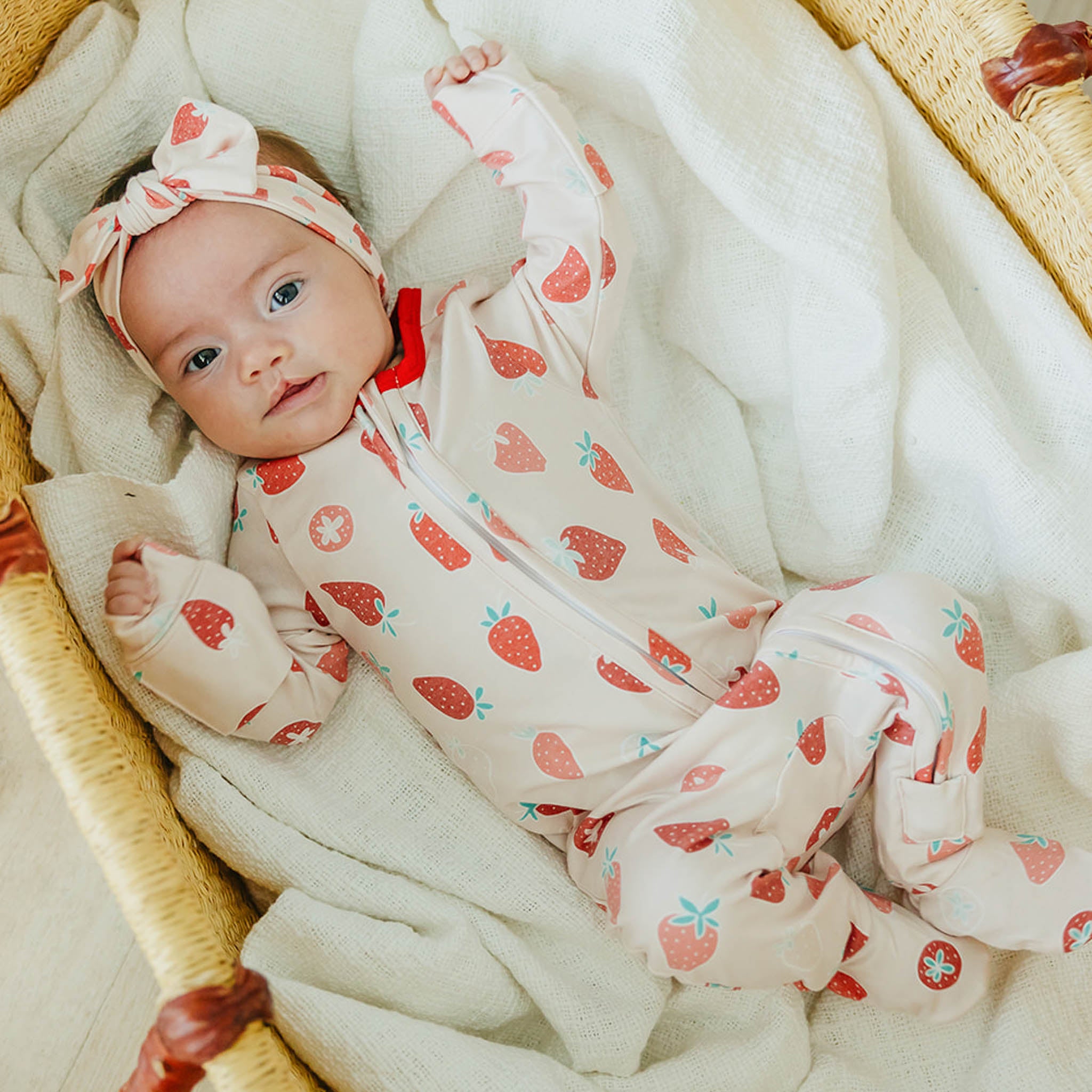 Zip-Up Footie Pajama - Strawberry