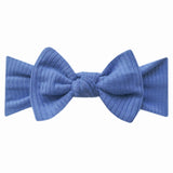 Rib Knit Headband Bow - Indigo