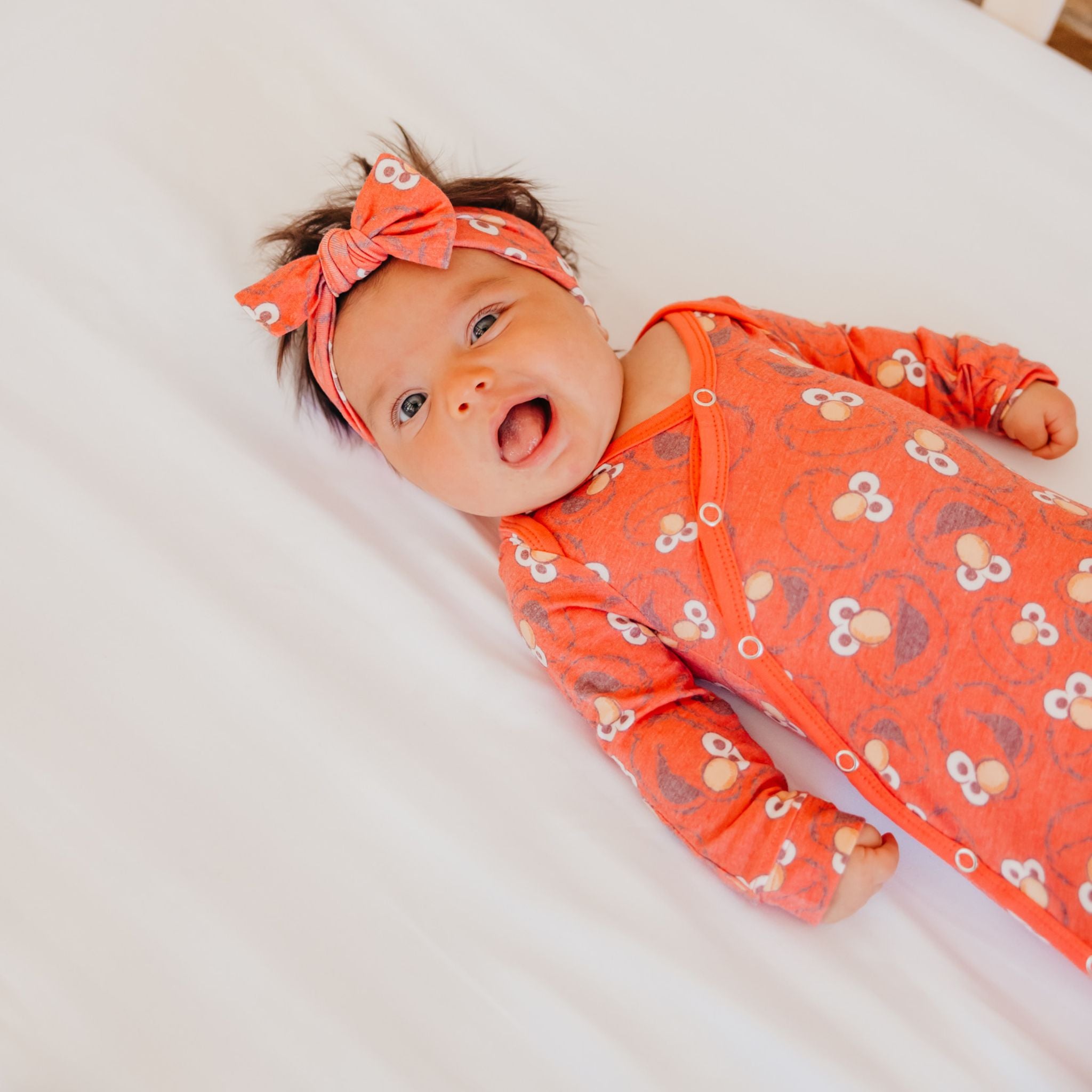 Knit Headband Bow - Elmo