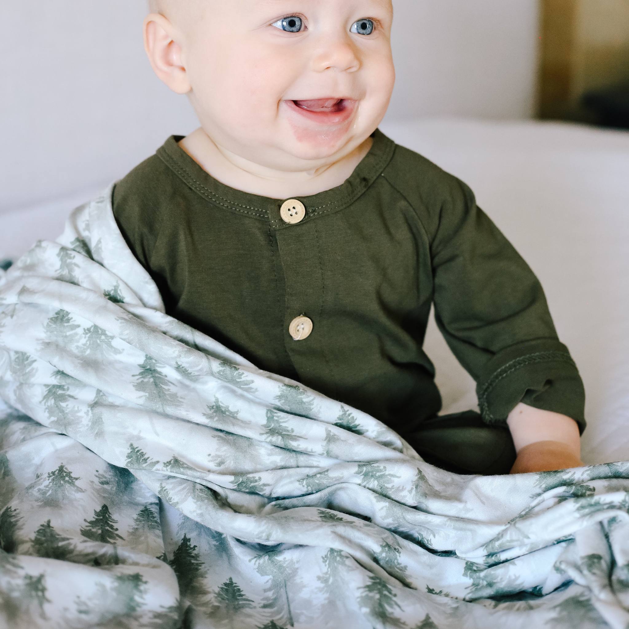 Knit Swaddle Blanket - Evergreen