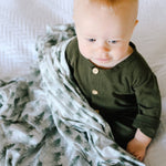 Knit Swaddle Blanket - Evergreen