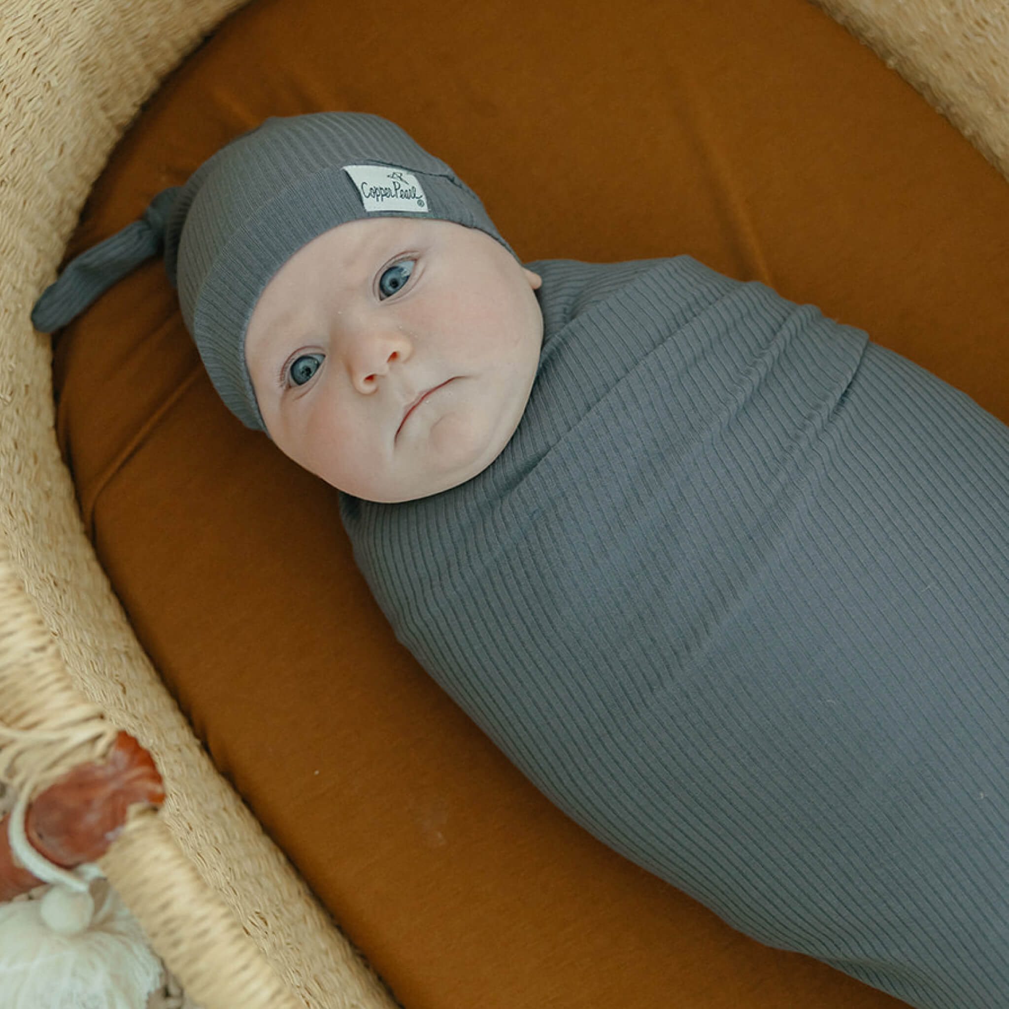 Rib Knit Swaddle Blanket - Moss