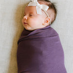Knit Swaddle Blanket - Plum