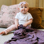 Knit Swaddle Blanket - Plum