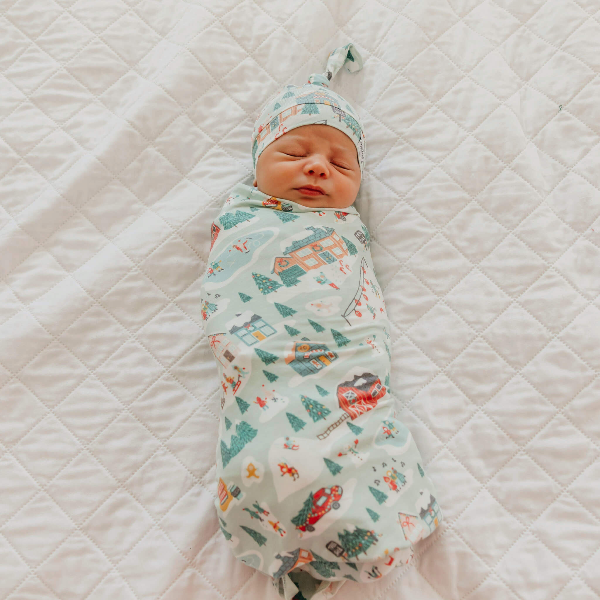 Knit Swaddle Blanket - Snowy Slopes