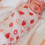 Knit Swaddle Blanket - Strawberry