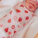 Knit Swaddle Blanket - Strawberry