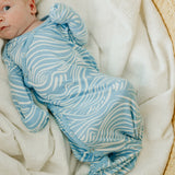 Newborn Knotted Gown - Surf