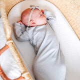 Rib Knit Newborn Knotted Gown - Ash