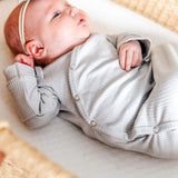 Rib Knit Newborn Knotted Gown - Ash