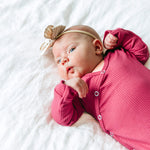 Rib Knit Newborn Knotted Gown - Berry