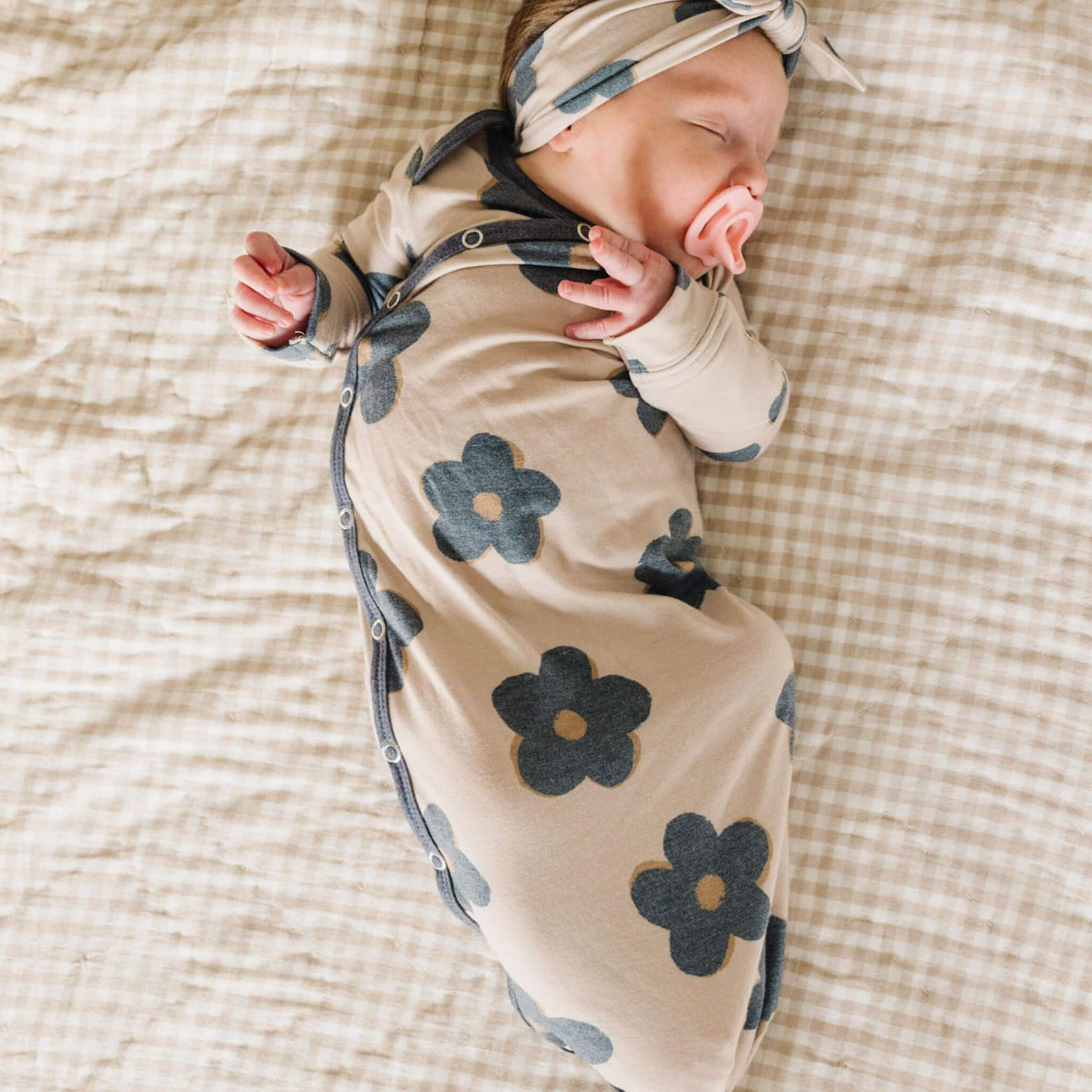 Newborn Knotted Gown - Gemma In Tan