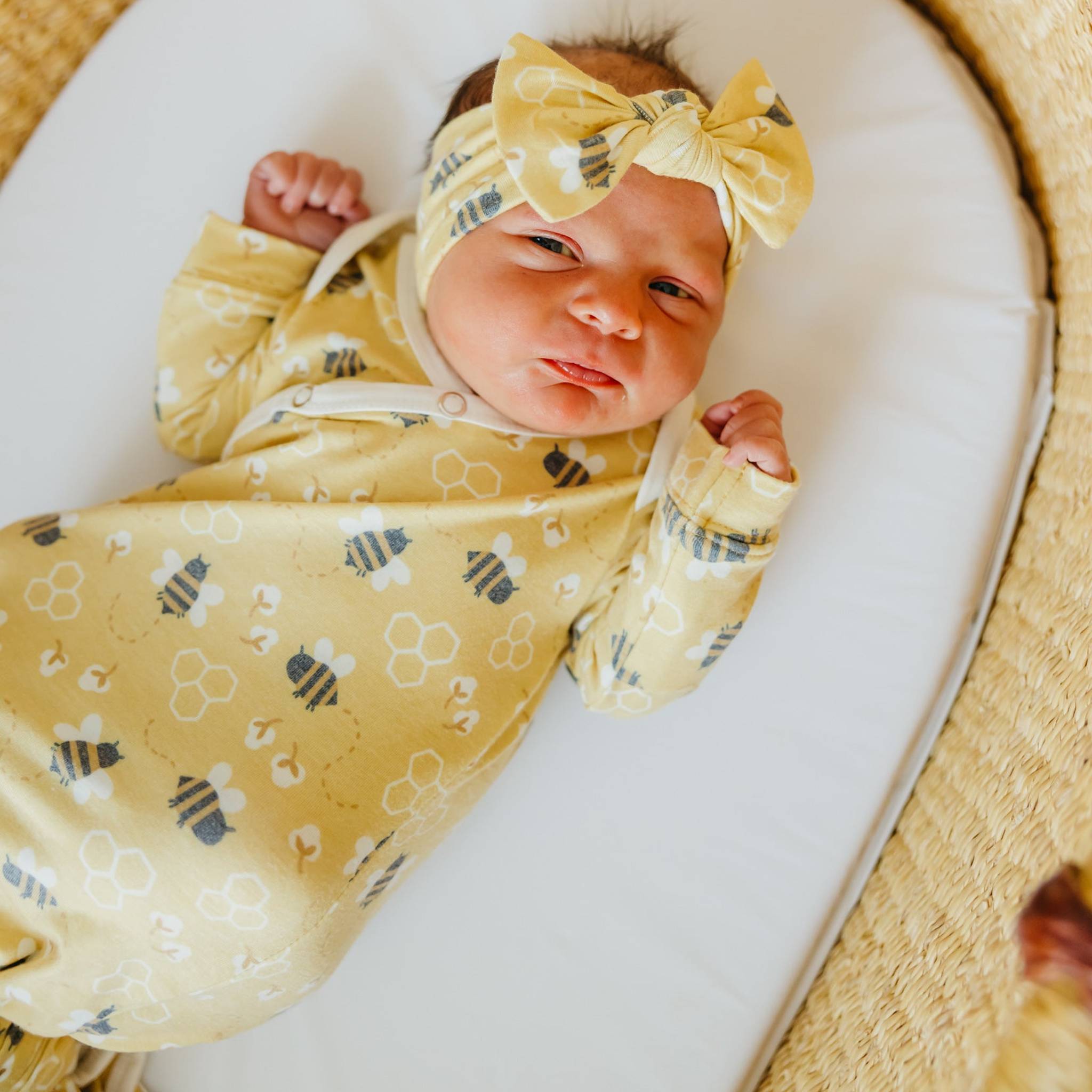 Newborn Knotted Gown - Honeycomb