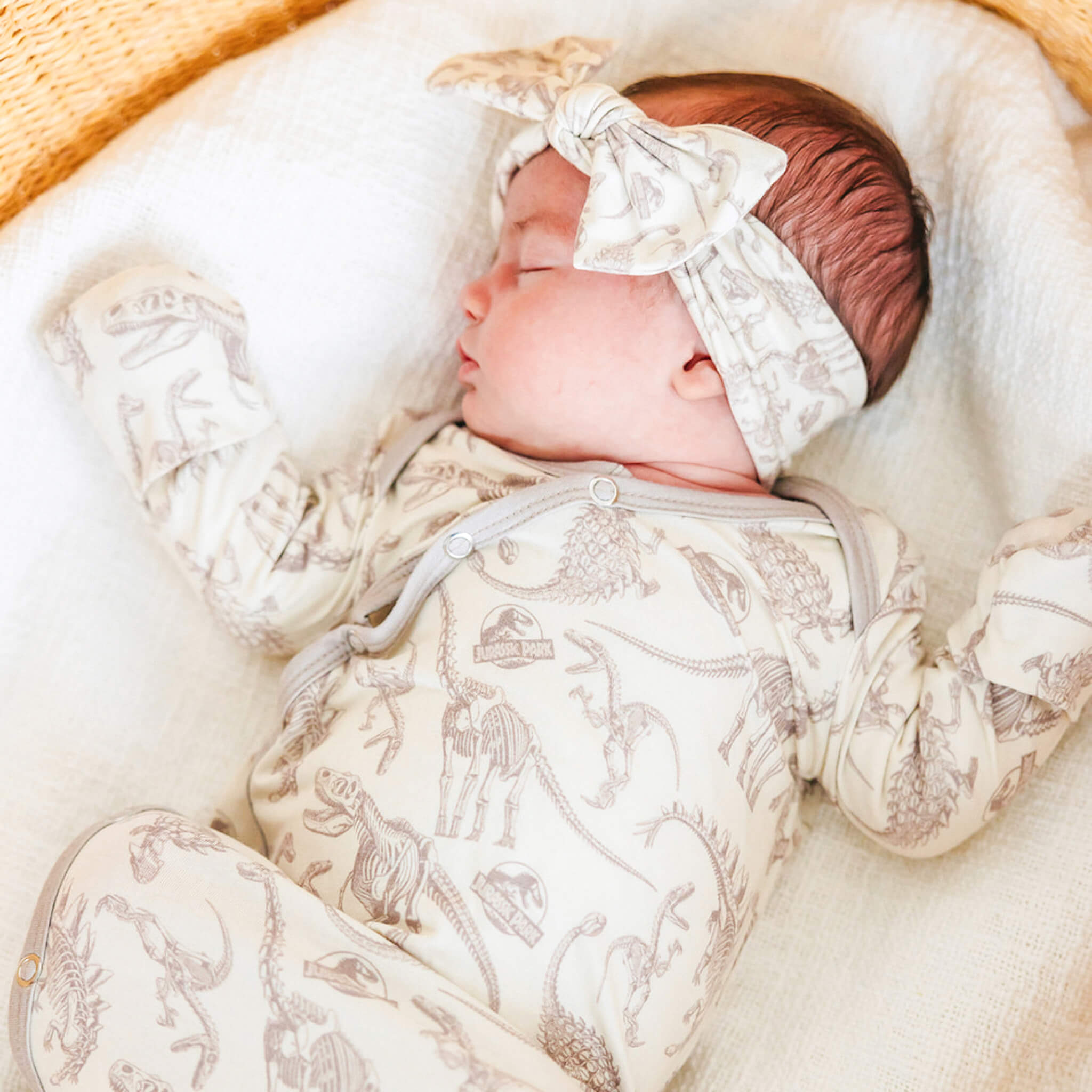 Newborn Knotted Gown - Jurassic Park Fossils