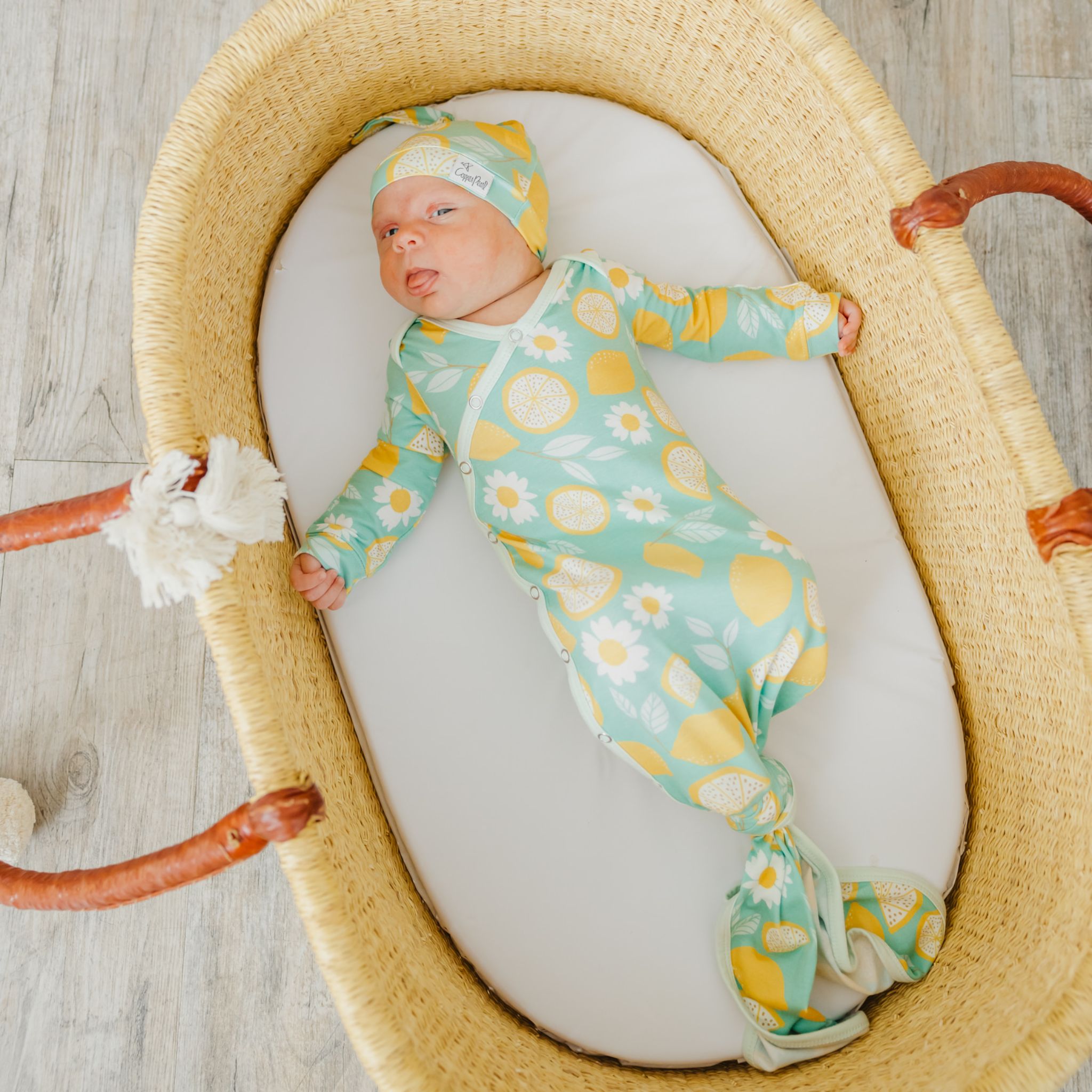 Newborn Knotted Gown - Lemon