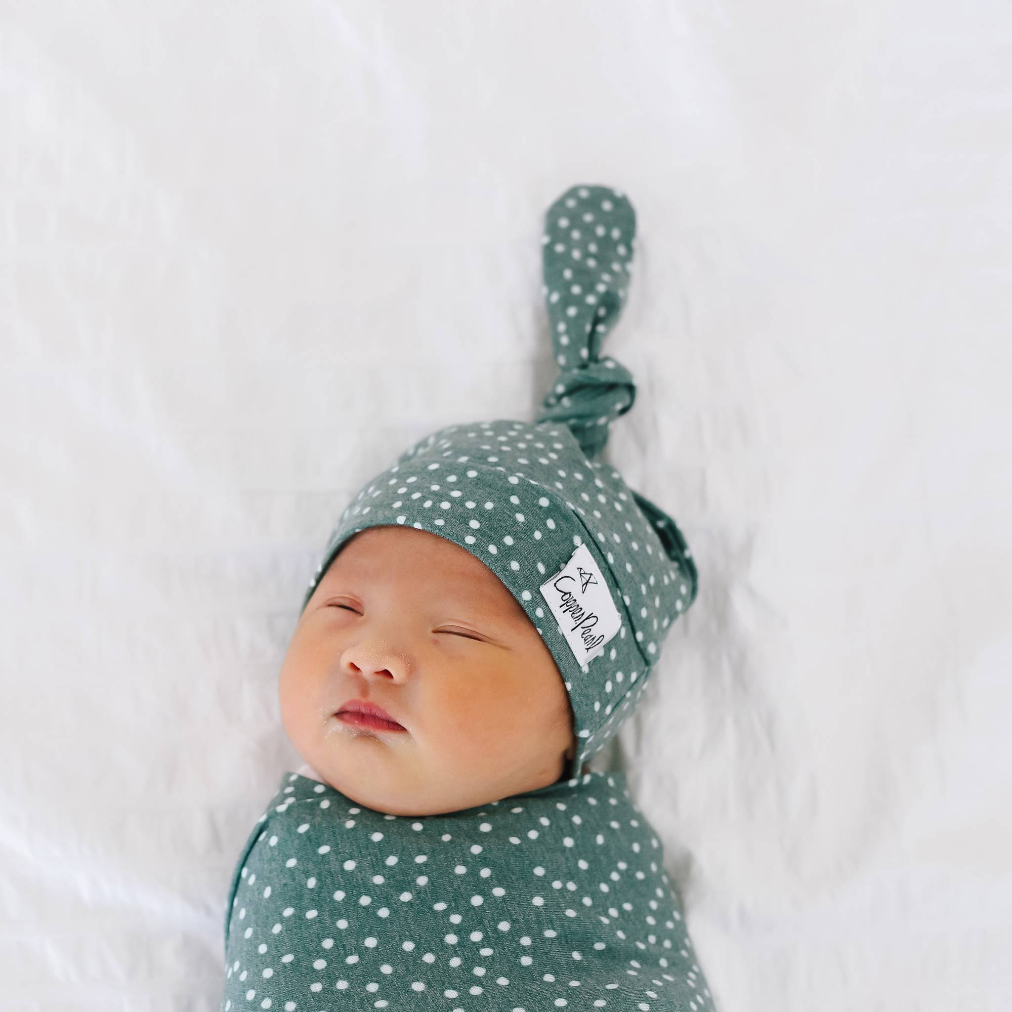Newborn Top Knot Hat - Juniper