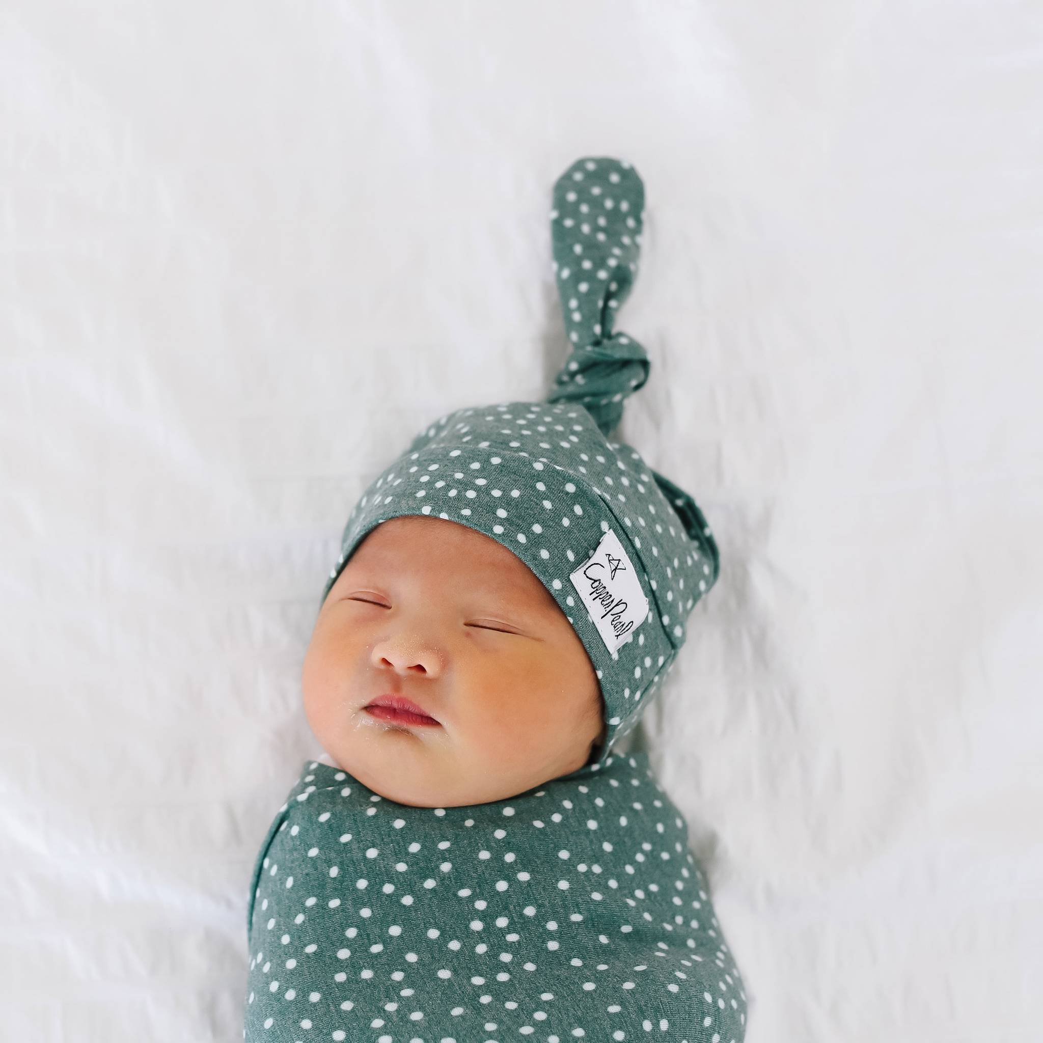 Newborn Top Knot Hat - Juniper
