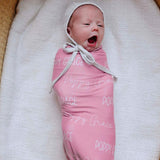 Personalized Baby Name Swaddle Blanket - Carnation