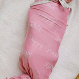 Personalized Baby Name Swaddle Blanket - Carnation