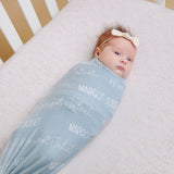 Personalized Baby Name Swaddle Blanket - Cornflower