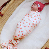 Personalized Baby Name Swaddle Blanket - Cream Daisy