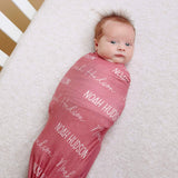 Personalized Baby Name Swaddle Blanket - Crimson